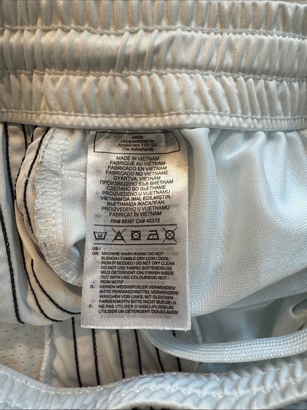 Adidas White Athletic Shorts with Black 3-Stripes Med